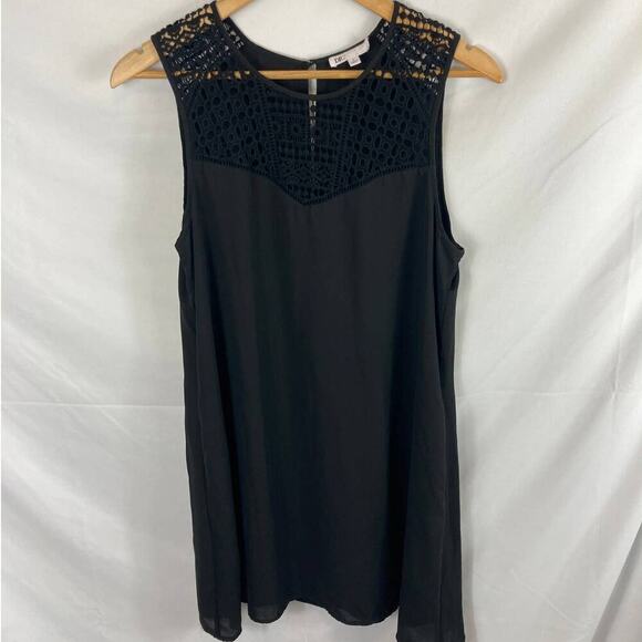 Dr2 Crochet Top Chiffon Dress Black Size Small - Picture 1 of 8